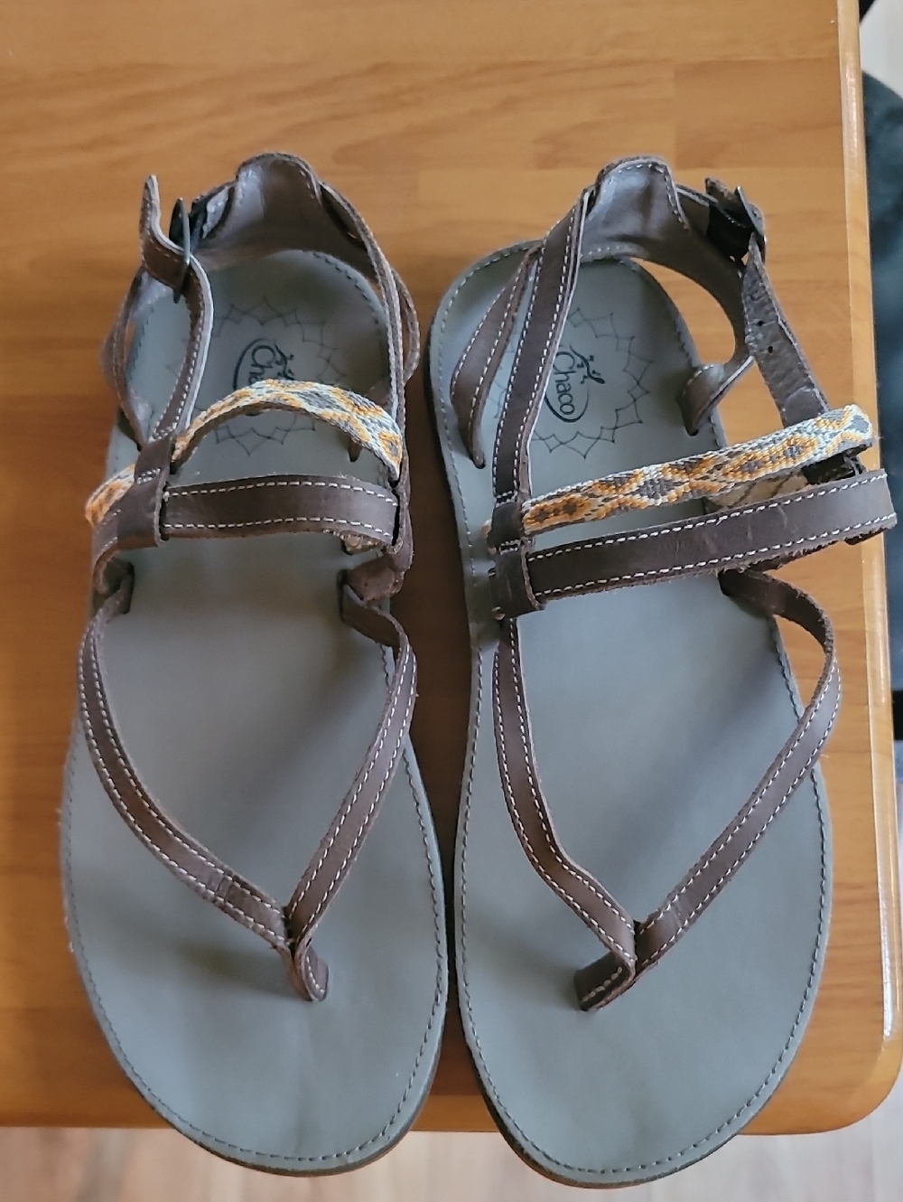 Chaco Women's Brown Sandals with Yellow Accent Strap